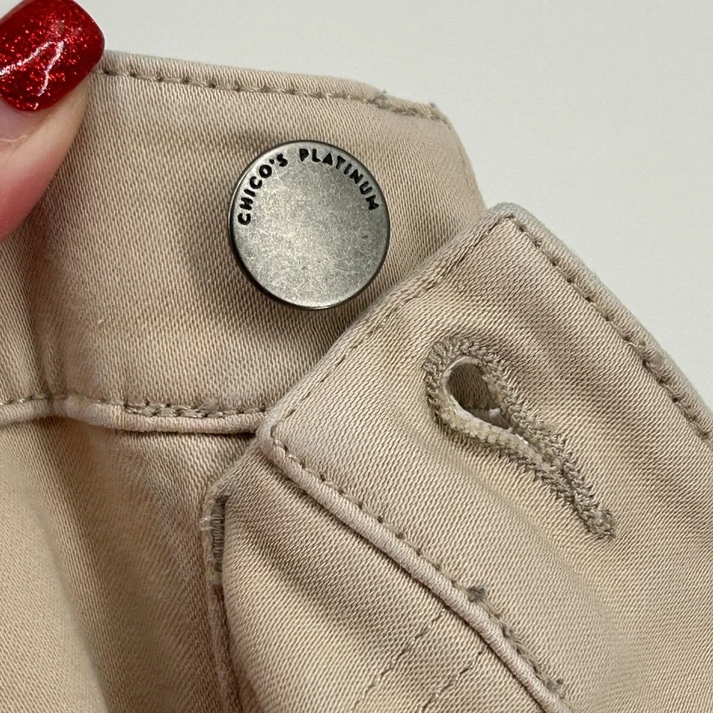 Chicos Platinum So Slimming Jeggings Pants Beige 00 Neutral Minimal Casual